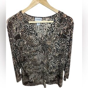 Chico’s Travelers Black &‎ Tan Top - Size 1 (M)